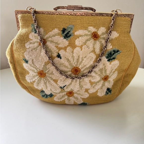 Handbags - Needlepoint Yellow Handbag